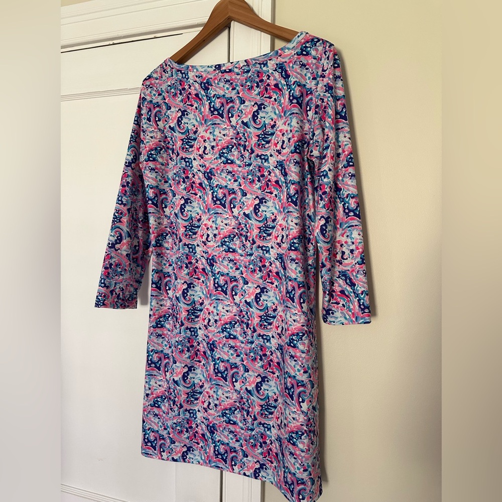 Lilly Pulitzer Inspired Pink & Blue Printed 3/4-Sleeve Dress